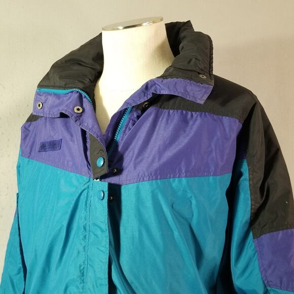 Columbia Ski Jacket Womens Large Parka Coat Blue Color Block Nylon Winter - Picture 8 of 15